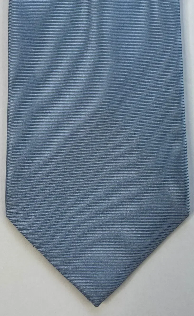 Eagle Shirtmakers Light Blue Ribbed Silk Tie Solid Classic USA Designer 58”